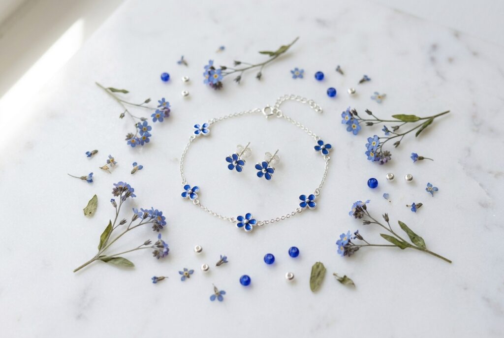 Fleur bleue bijoux - illustration